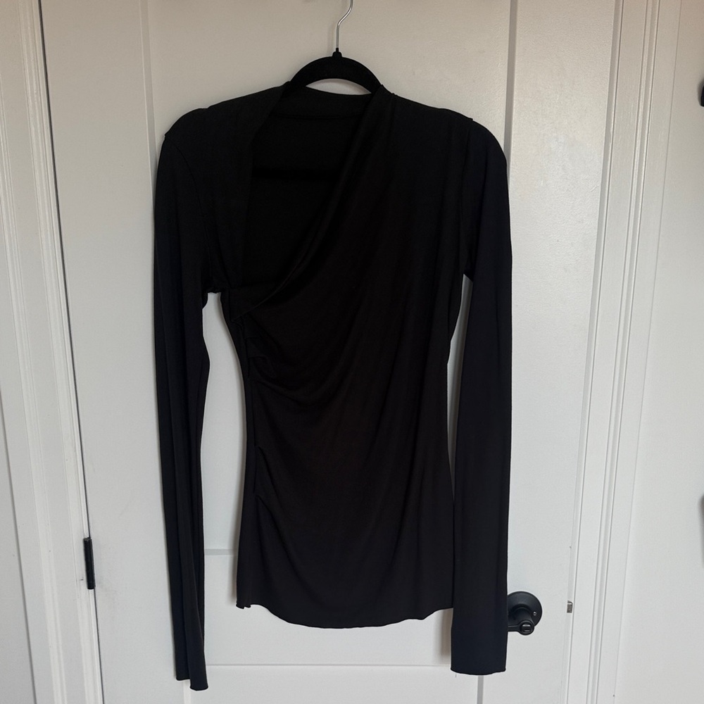 SKIMS Black Draped Long Sleeve Top